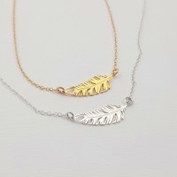 Złoty naszyjniki celebrytka Piórko z grawerem | srebro 925 pozłacane 18k złotem | 24 x 9,1 mm